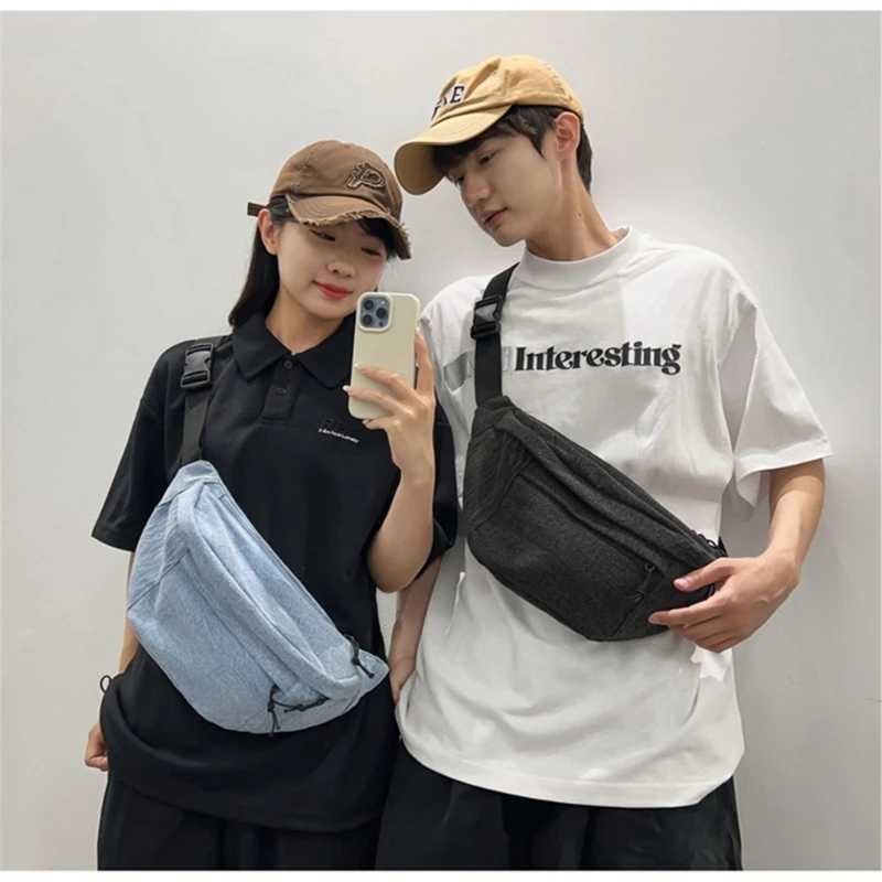 Denim Shoulder Crossbody Bag for Women Men Large Capacity Fanny Pack Sling Purse Outdoor Sport Zippered Jeans Chest Bag W250604