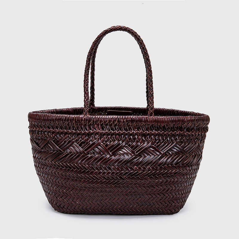Woven Bag Leather Dragon Handwoven Top Layer Cowhide Basket Handbag Genuine Leather Ins Style Women S Bag Soft Woven Tote
