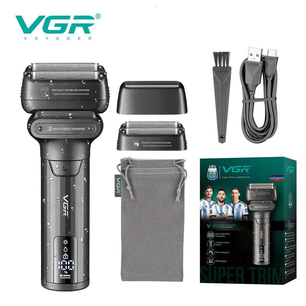 VGR Electric Razor Rechargeable Beard 9000Rpm Face Shaver Ipx6 Waterproof Shaving Hine Cordless Trimmer For Men V-368
