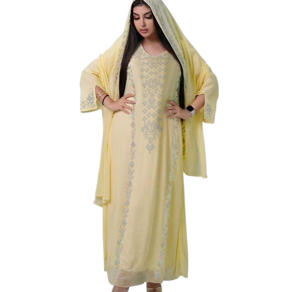 Because0281 Summer New Long Robe With Rhinestones For Home And Outdoor Dress B5