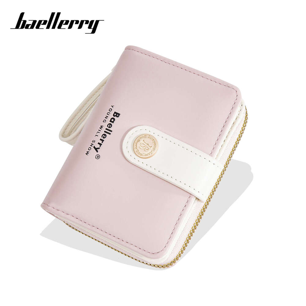 New Women's Short Baellerry Fresh Style Snap Button Soft Wallet Fashion Zipper Coin Purse