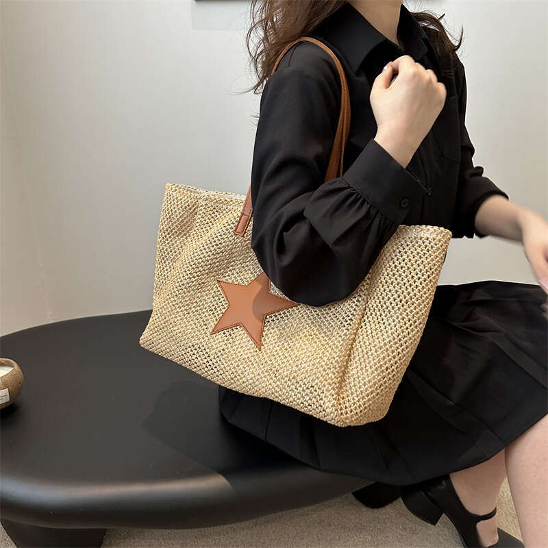 Straw Large Capacity Tote 2024 New Fashion Vacation Style Woven Simple Shoulder Underarm Bag