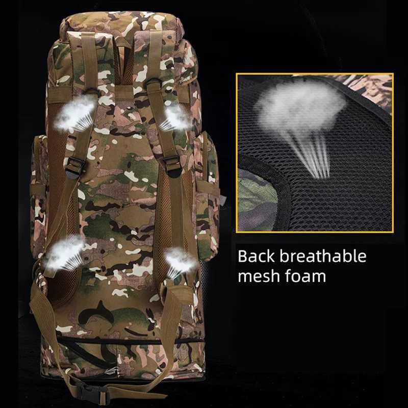 100L Outdoor Camping Backpack Hiking Bag Mens Large Capacity Storage Bag Multifunctional Travel Outdoor Luggage Climbing Bag W250603
