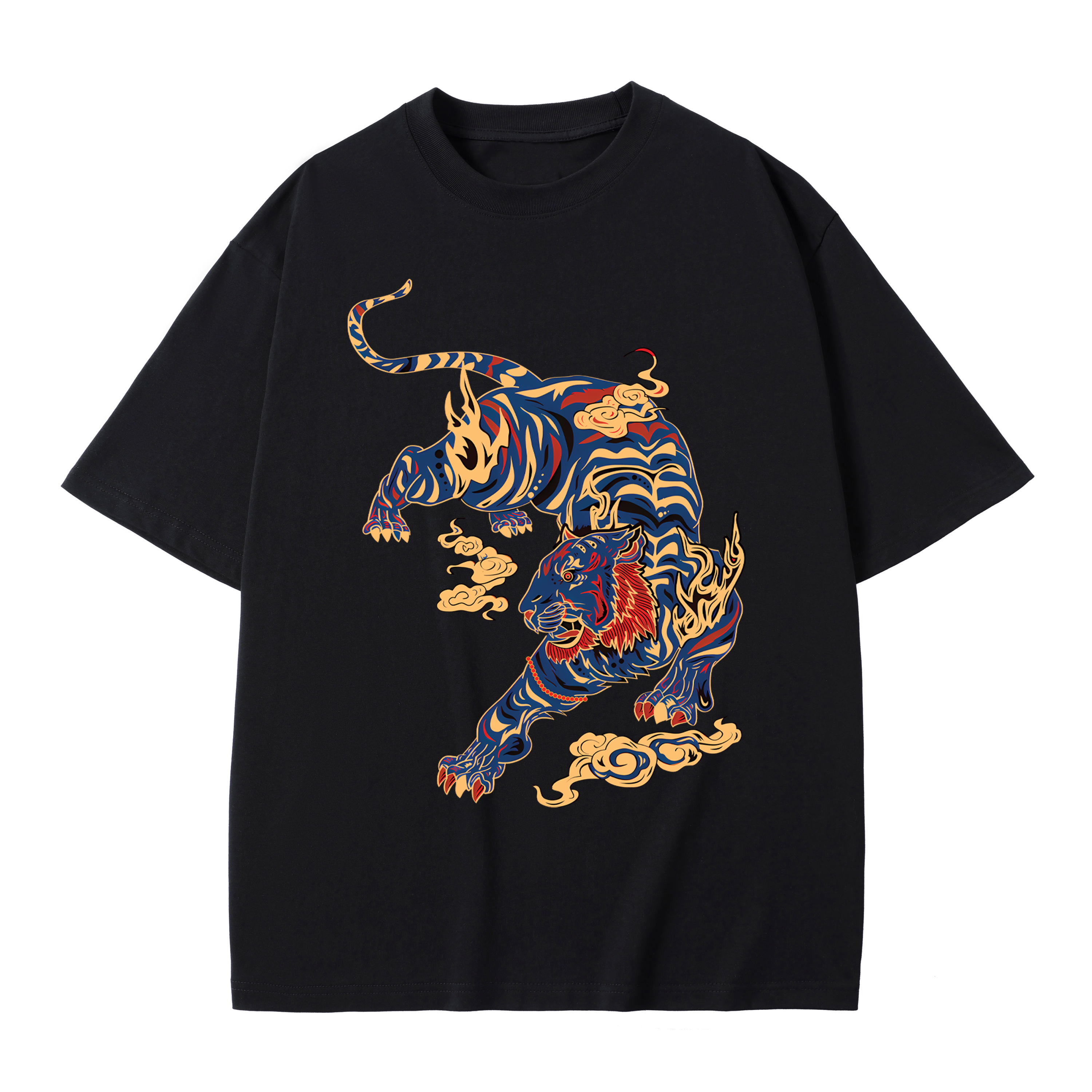 T-shirt men's top designer cotton T-shirt the tiger Painting short sleeved clothing high-quality fashionable T-shirt BROADTRUE