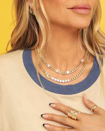 Hot Sale Mens and Womens Chain Necklace 14K Gold Plated Zircon Necklace