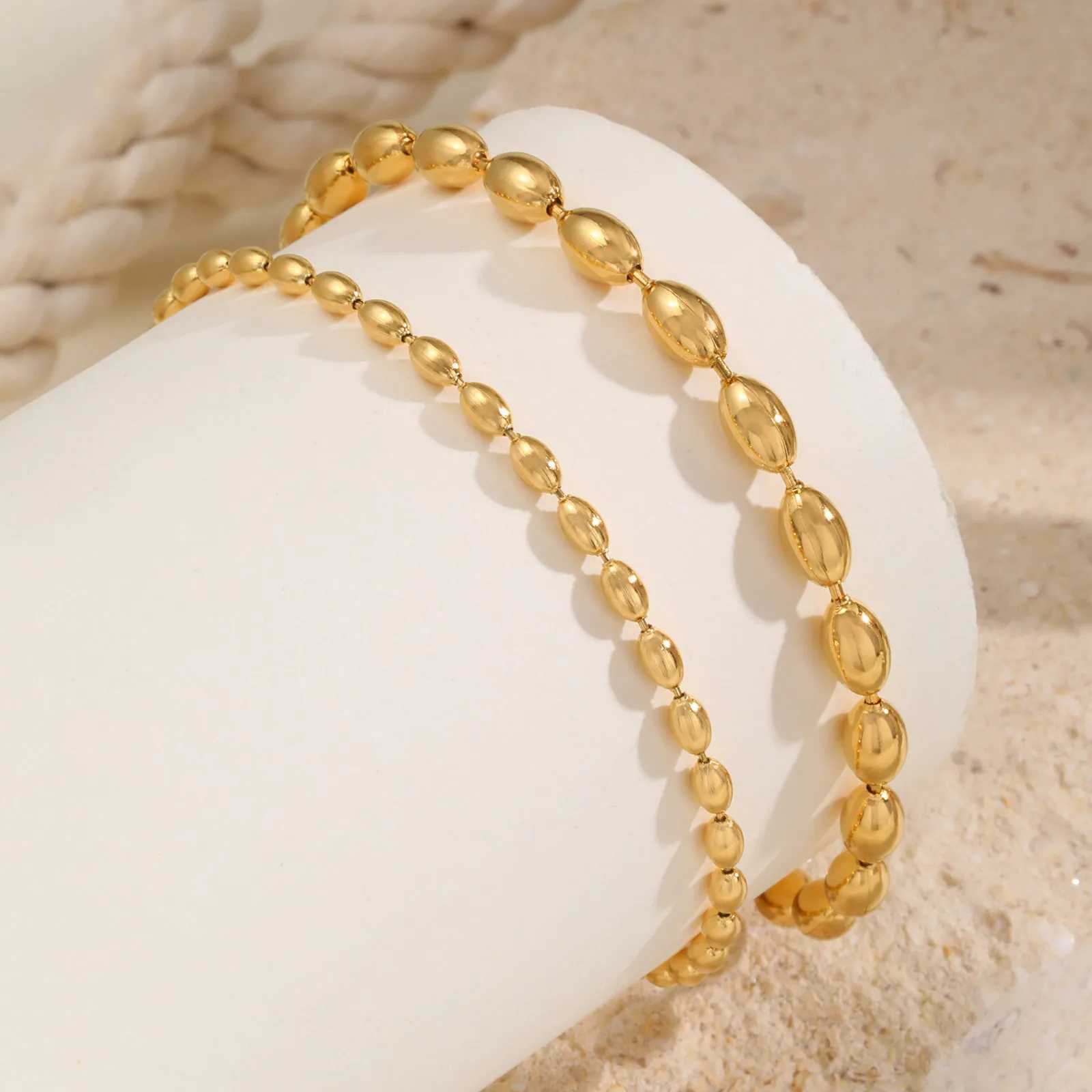 Beaed Ball Anklet Bracelet for Women Waterproof Adjustable Link 3mm 5mm Stainless Steel Stackable Gold Plated Anklet Jewelry W250604