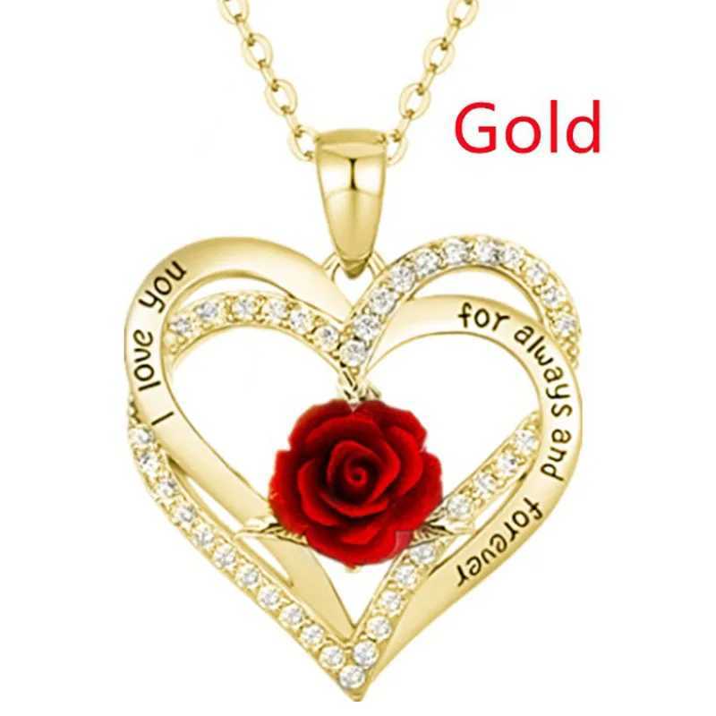 Fashion Income Rose Flower Pendant Necklace Anniversary Party Accessories Birthday Mothers Day Jewelry Gifts Mom Ladies Girls XJ250604