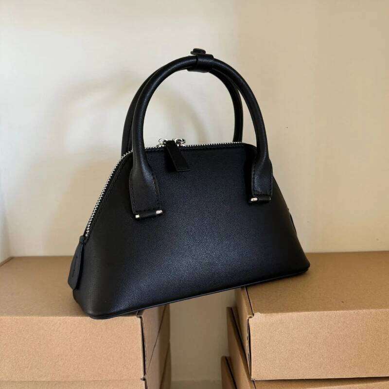 2025 New Mini Shell Shoulder Women Brand Design Elegant Cowhide Handbags High Street Fashion Bowling Bags Female