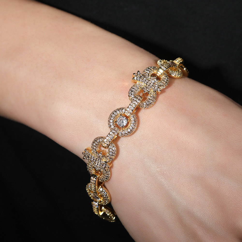 High Quality 12mm Charm Cross Infinite Chain Necklace Bracelet 5A Zircon Spring Clasp Jewelry