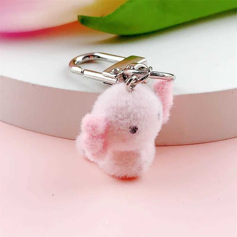 Cute 3D Flocking Axolotl Keychain Flocked Pink axolotl Couple Mobile Phone Pendant Car Keyring Earphone Backpack Charms Bag Decor W250604