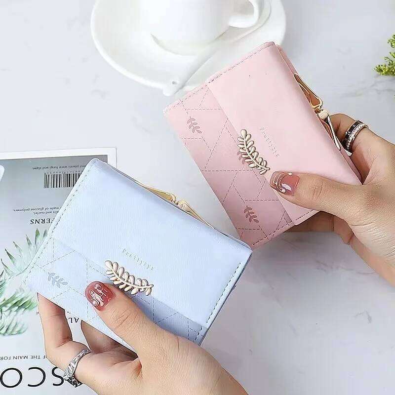 Autumn winter new women's short wallet Europe and the United States retro frosted coins student coin purse high texture Pu l