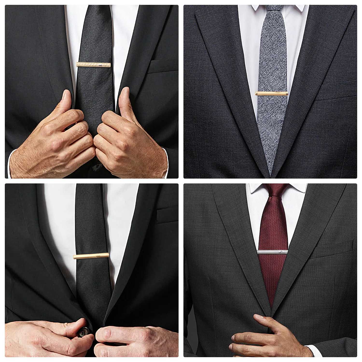 4 PCS Short Tie Clip For Men Lapel Pins Luxury Gifts For Dad Wedding Tie Clips Cufflinks Accessories Man Shirt Gift T0304025 W250604