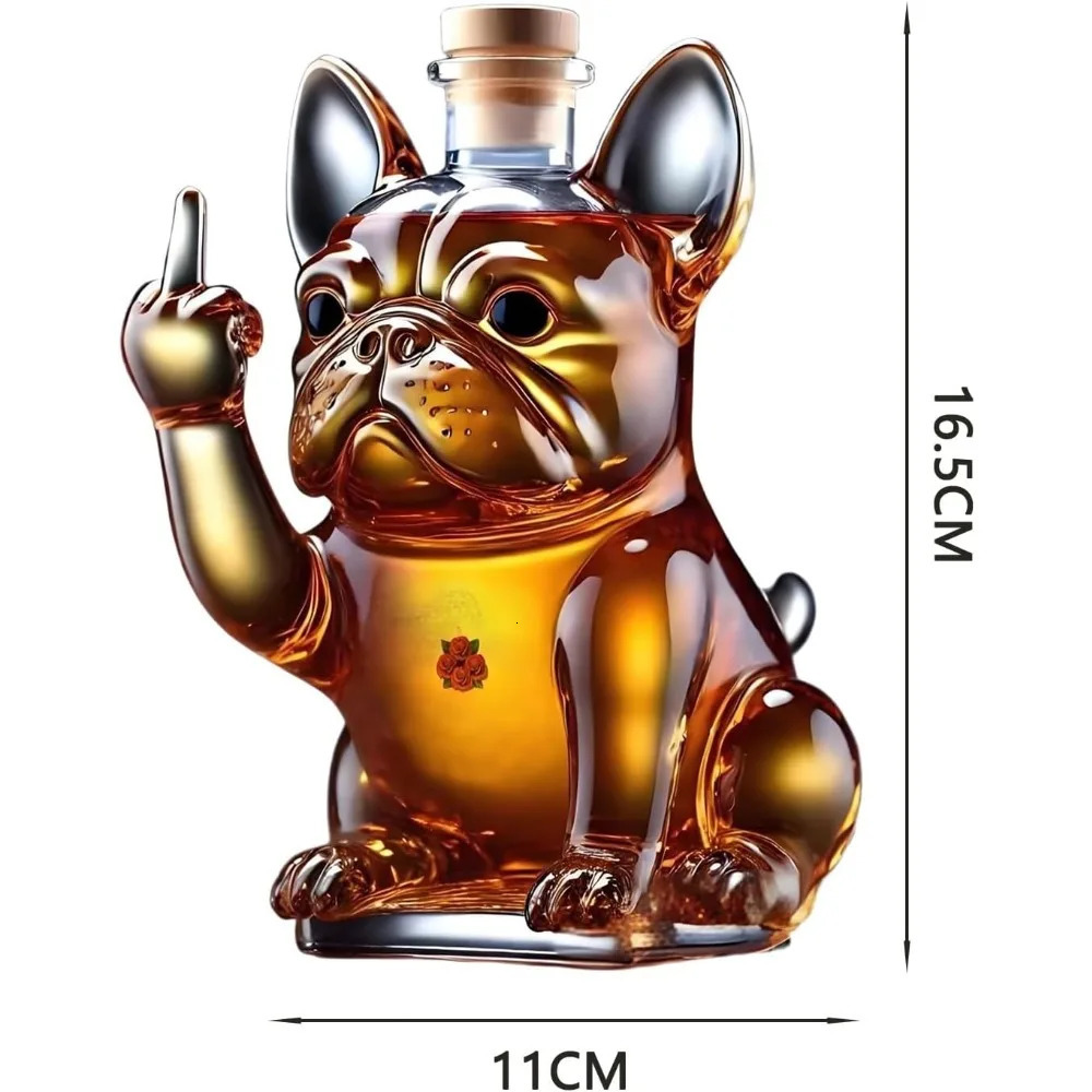 3D Middle Finger French Bulldog Whiskey Decanter Dog Whiskey Wine Glass Bottle For Bar Office Home DecorC 250603
