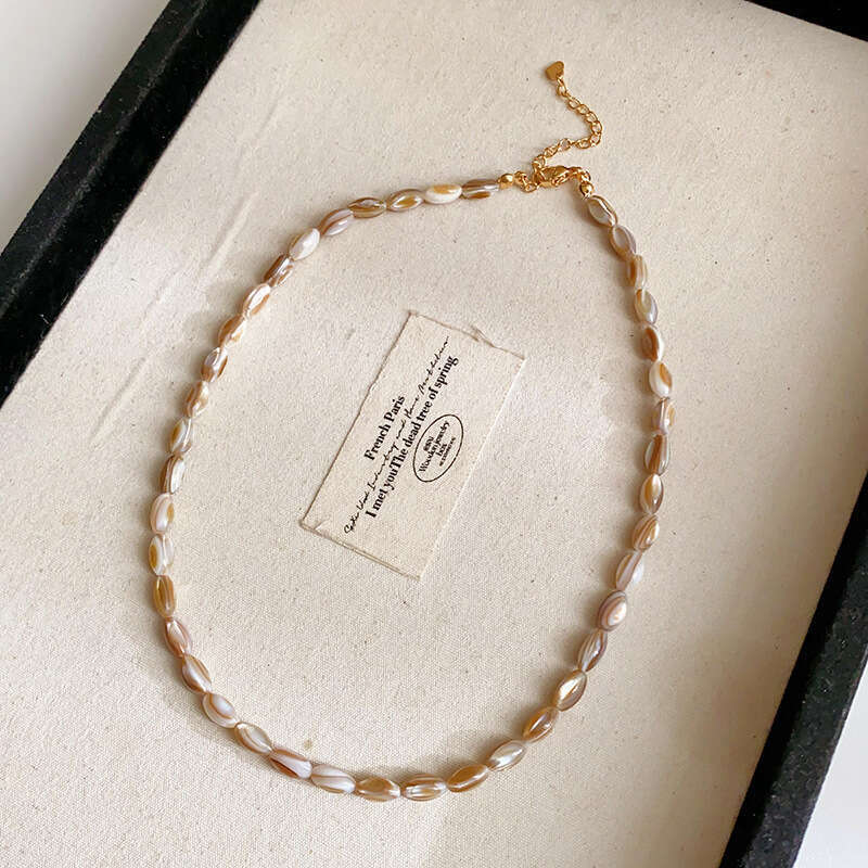 Luxury jewelry designer necklace Real Gold Plated Zircon Square Mother-of-Pearl Pendant Ethnic Style Exquisite Clavicle Chain Fashion Design Necklace