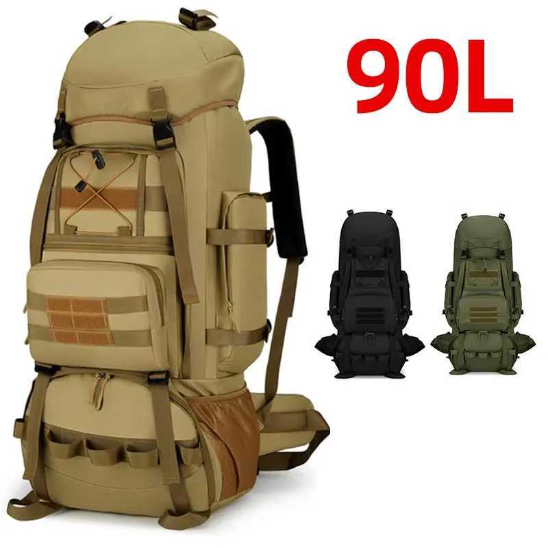 90L Tactical Backpack Travel Camping Luggage Molle Bag Outdoor Climbing Hiking Trekking Bags Large Sport Mountaineering RucksackW250603