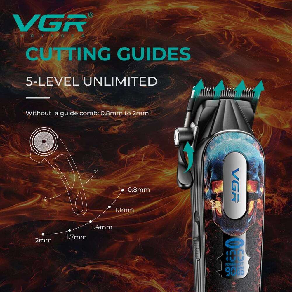 VGR 9000 RPM Clipper Professional Electric Hair Cut Hine Barber Cordless Clippers Metal Trimmers For Men V-279
