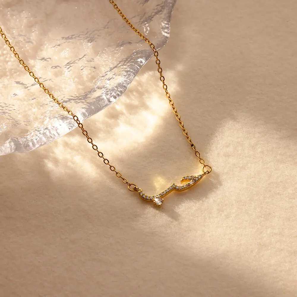Personalized Arabic Love Letter Pendant Necklace For Women Gold Color Stainless Steel Clavicle Chain Fashion Islamic Jewelry XJ250604