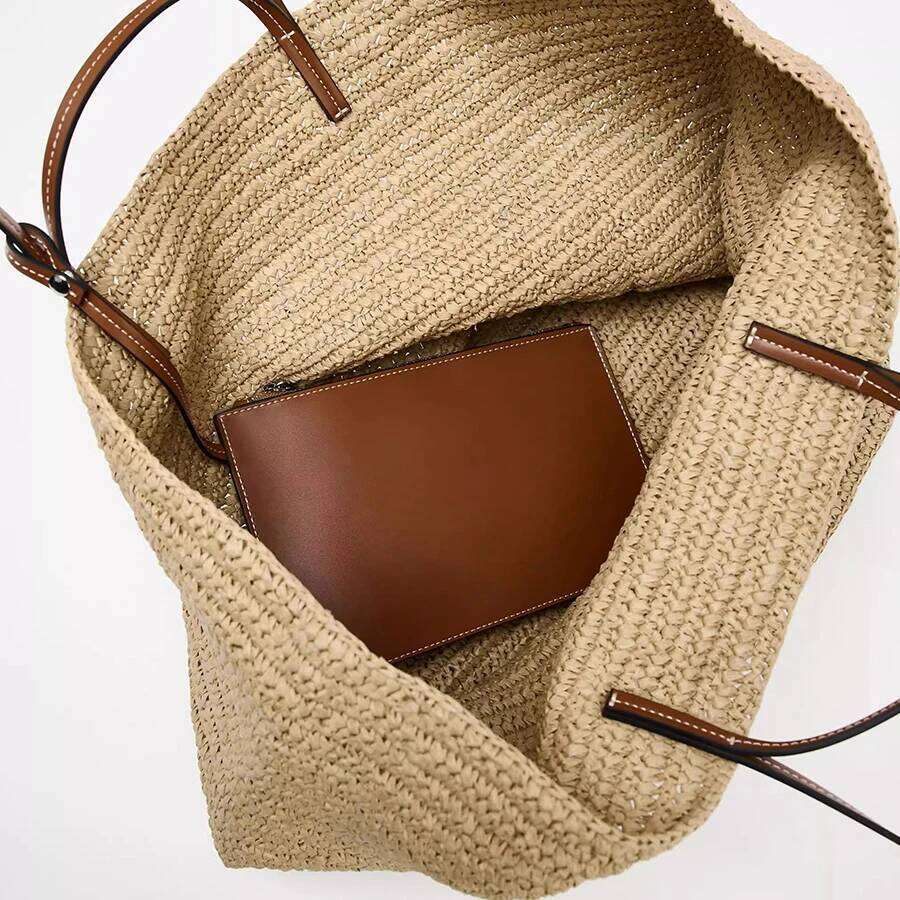OLOEY Casual Large Capacity Straw Tote Bag Designer Woven Women Shoulder Bags Handmade Summer Beach Handbags with Small Purses 2025