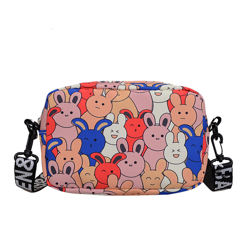 Brand Quality New 2025 New Small Square Bag Cartoon Cute Rabbit Crossbody Bag Letter Strap Lightweight Storage Bag Fashion Small Bag New Free Delivery
