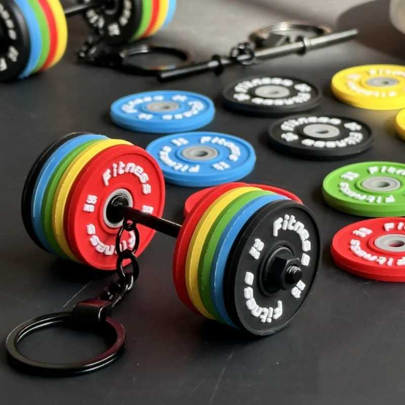 2025 New Barbell Keychain DlY Silicone Dumbbell Keychain Gym Gifts for Gym Lovers Fitness Trainer Gift Backpack Car Key Pendant M250604