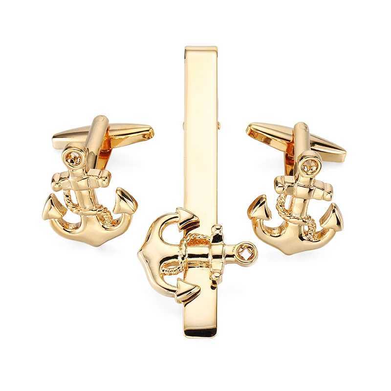 High quality mens French shirt cufflinks tie clips classic Luxury ship anchor button clips business suit accessories jewelry W250604
