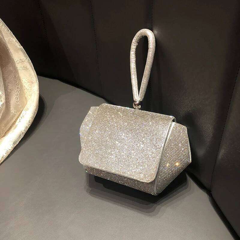 Sier Rhinestone Evening Bling Purse Sparkly Dia Shoulder Bag For Women Party Club Wedding Prom Clutch Purses