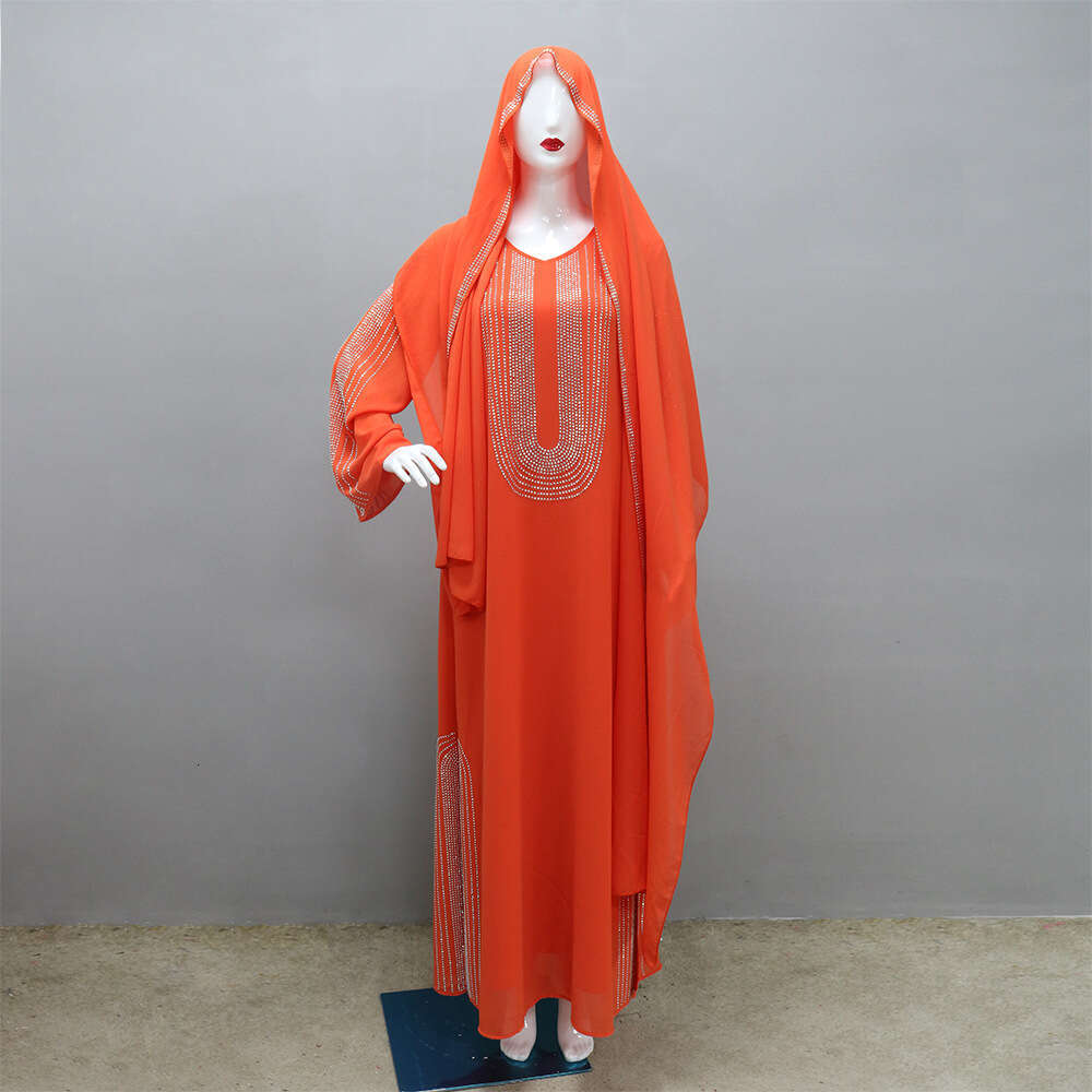 Because0195 Muslim Ethnic Clothing Fashion Rhinestone Robe Saudi Party Dress B5