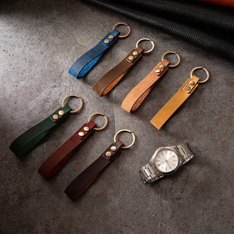 New Classic Vintage Cow Leather Keychain Men Personality Fashion Leather Car Key Ring K5057 M250604