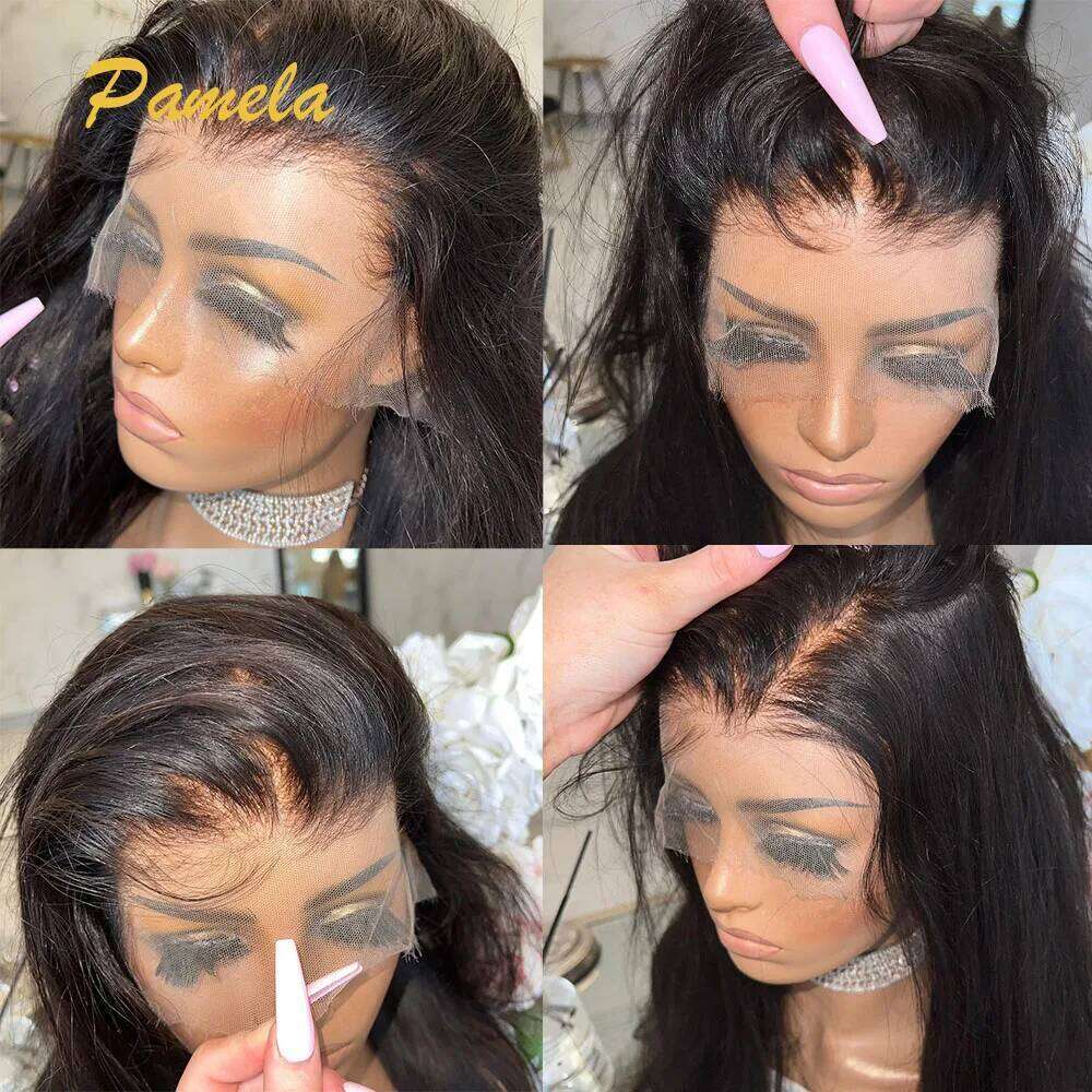 400% Density Double Drawn Glueless Human Hair Ready To Go Bone Straight 13X6 HD Transparent Lace Frontal Wig Bleached Knots