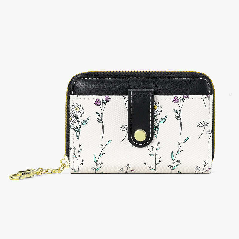Zipper Card Holder Ins Style Simple Floral Purse Mini Small Portable Coin Storage Bag