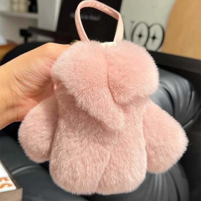 13CM Rabbit Fur Keychain Plush Small Clothes Keyring Bag Charms Car Keychain Fur Decoration Bags Hangings Accessories Gifts W250604