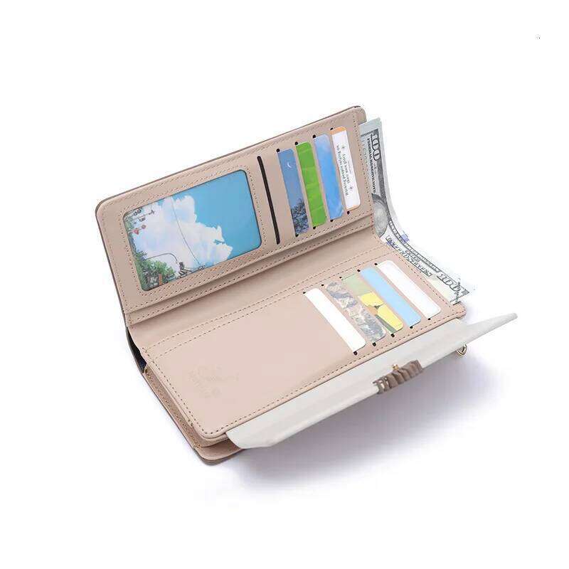 Autumn and winter new wallet women's long Korean PU printed zipper buckle folding can be expanded large capacity multi-card fash