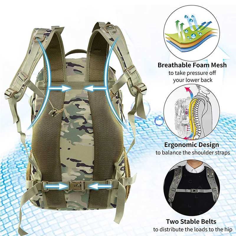 Men Tactical Backpacks Outdoor 35L Large Capacity Mens 3 Days Molle Hiking Bags For Outdoor Trekking Camping Backpack Travel Bag W250603