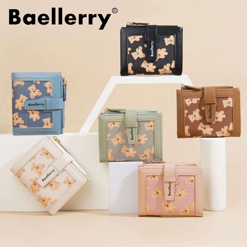 New Women's Short Baellerry Cartoon Bear Drawstring Coin Purse Mini Wallet