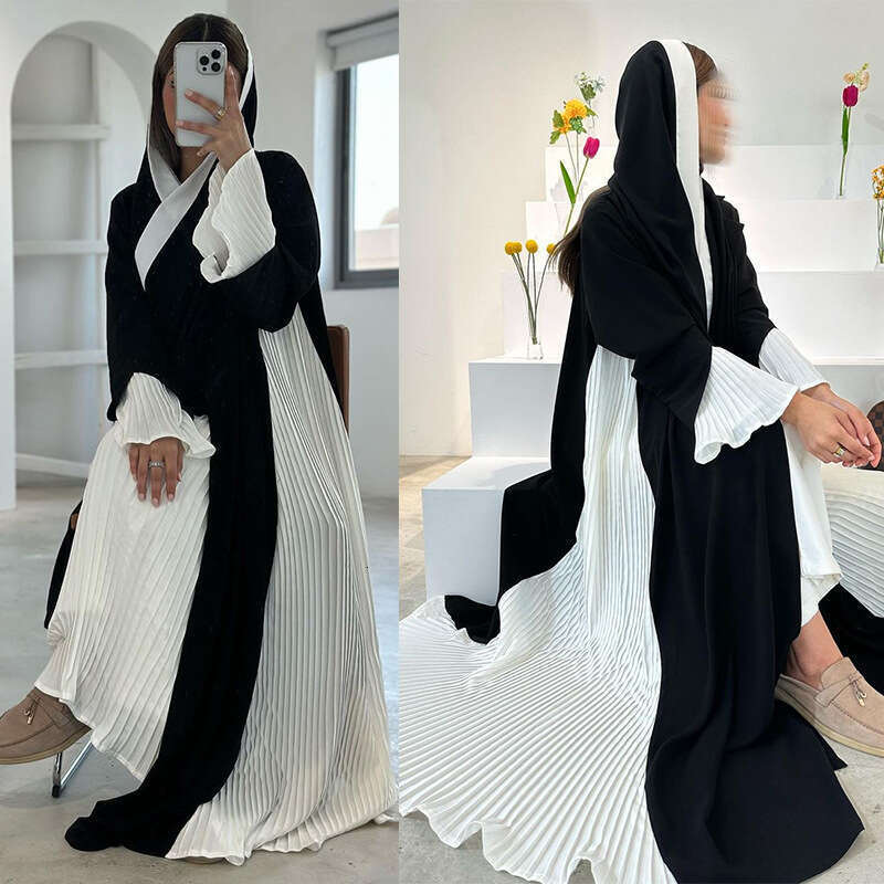 Mq112 Modest Turkish Muslim Clothing Pleated Dress Fashion Cardigan Abaya Coat B5