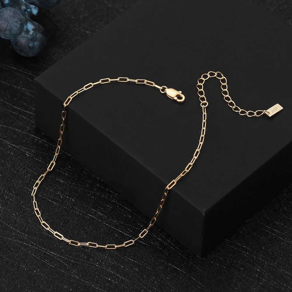 KISS MANDY 925 Sterling Silver 1.8*4.2mm Paperclip Chain Anklet Women Summer Foot Chain Bracelet Ankle Straps Jewelry Gift SA22 W250604