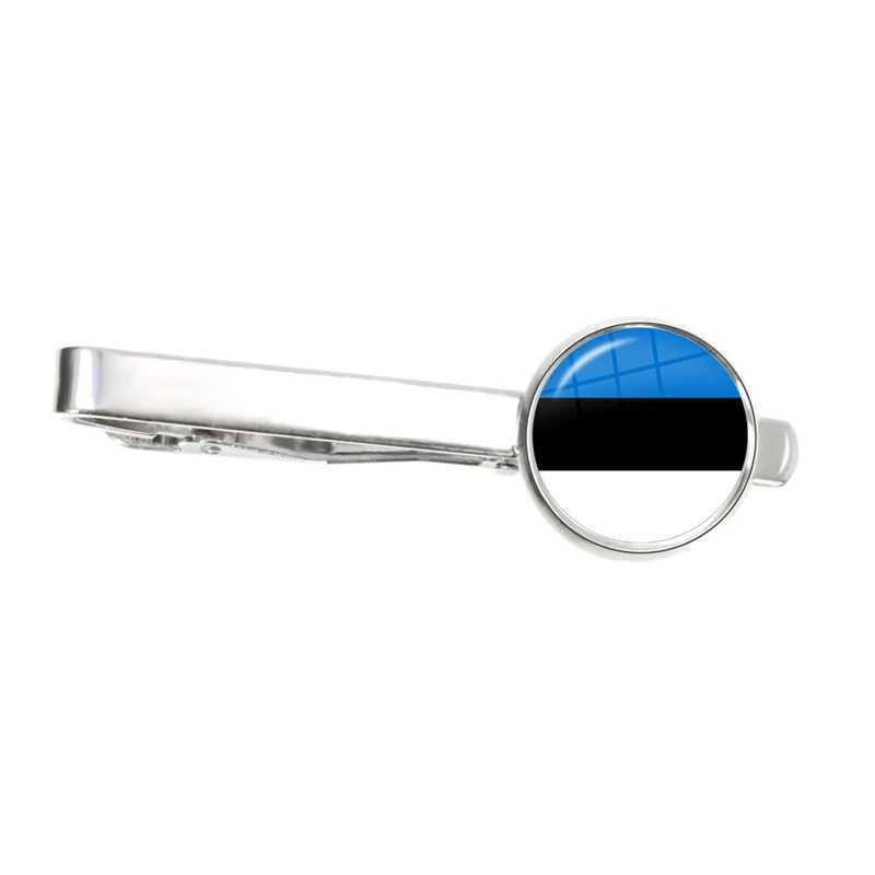 National Flag 16mm Tie Clip Trinidad Sierra Leone Jamaica Guyana Ghana UK Libya Estonia India Glass Jewelry for Male Gentleman W250604