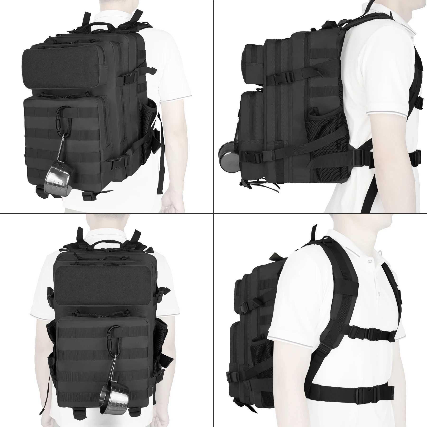 50L Mens Tactical Backpack Outdoor Survival Mountaineering Bag with Moore Webbing Load-Bearing Velcro DIY Compatible W250603