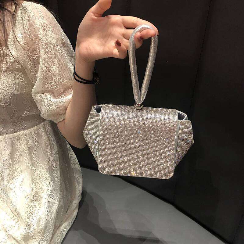 Sier Rhinestone Evening Bling Purse Sparkly Dia Shoulder Bag For Women Party Club Wedding Prom Clutch Purses