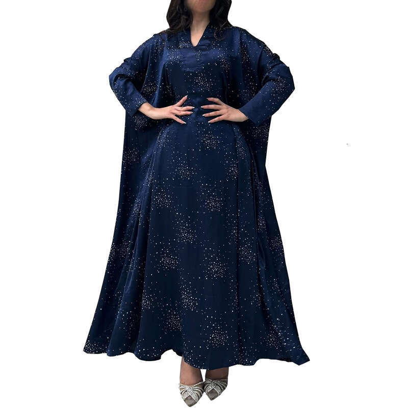 Mq180 Muslim Modest Women's Clothing Arab Fashion Abaya Exquisite Rhinestone Pullover Robe B5