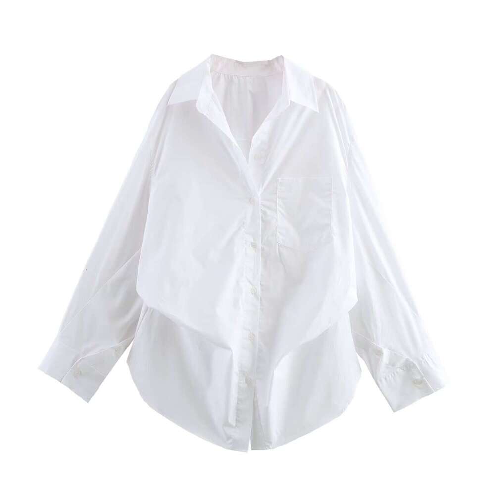 Spring New Women's Fashion Versatile Simple Batwing Sleeve Poplin Shirt B5
