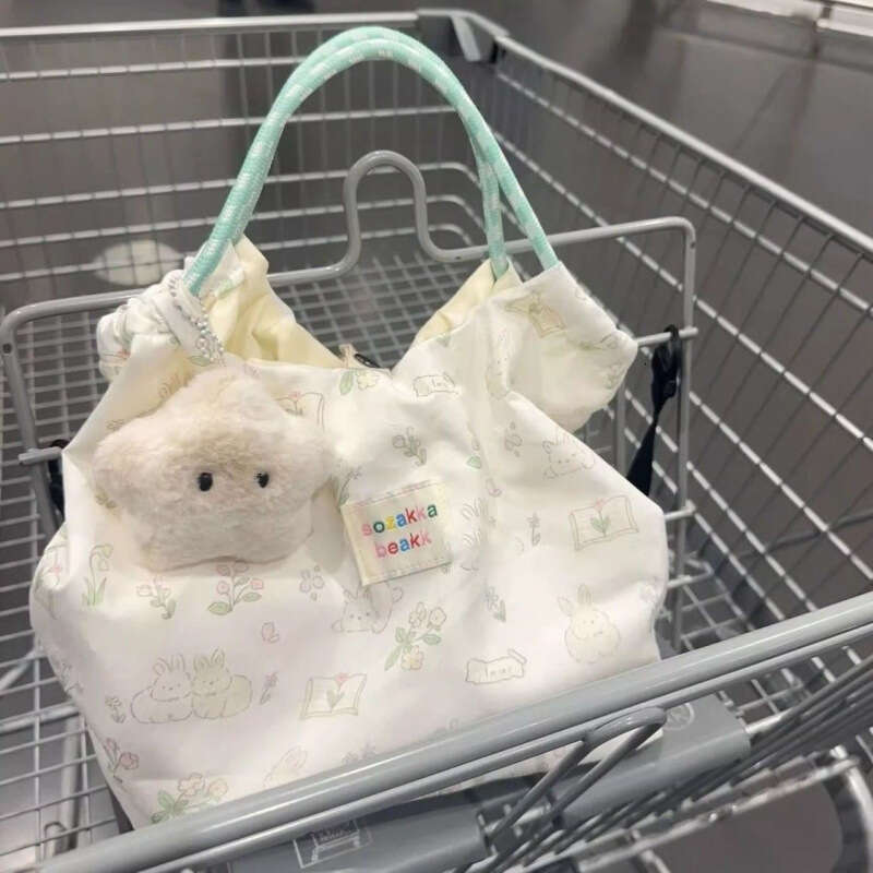 New Cute Floral Single Shoulder Canvas for Students, Women's Large Capacity Tote Bag, Commuter Bag