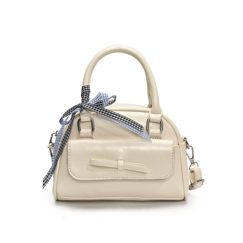 designer Korean Niche High-End Bowknot Handheld Boston Bag for Women Simple Casual Versatile Commuter Crossbody Small Square Bag