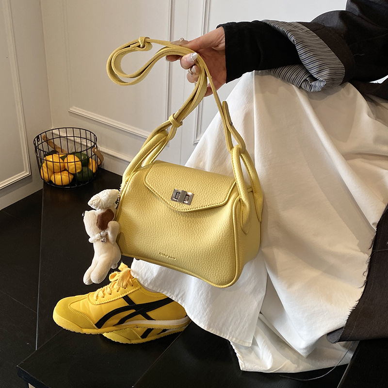 designer Korean Niche Underarm Bag for Women 2025 New Trend Spring Fashion Lychee Pattern Basket Bag Versatile Crossbody Bag