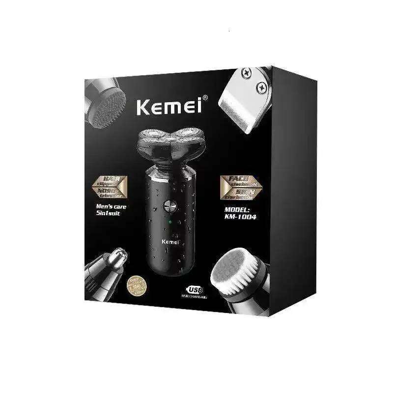 Kemei KM 1004 5-In-1 Electric Shaver For Men Nose Ear Trimmer, Hair Clipper, Bald Head Shaver,Body Groomer
