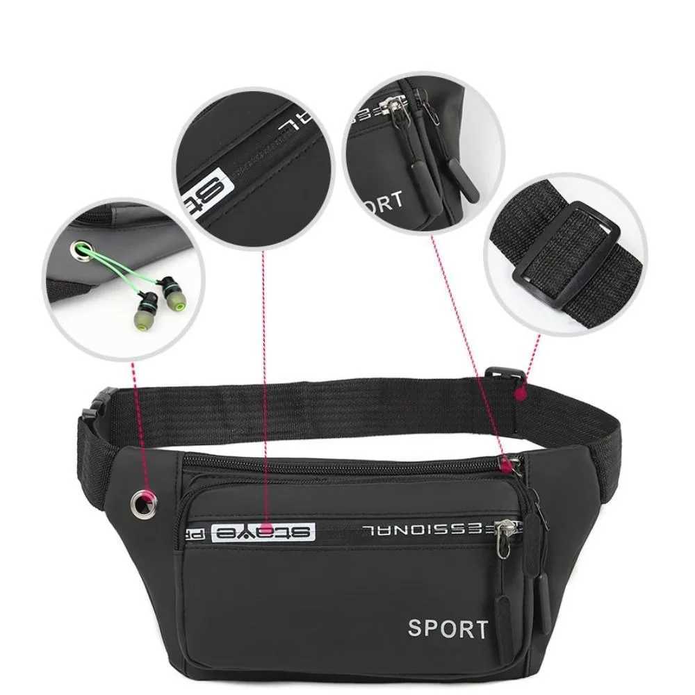 Wear-resistant Oxford Running Waist Bag Multiple Pockets Business Phone Bag Large Capacity Storage Sport Waist Pack Men W250604