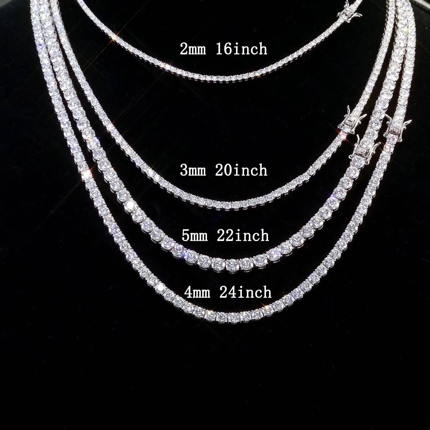 ESKEEM Moissanite Necklace Sier Iced Out VVS Pass Dia Tester 2/3/4/5mm Tennis Chain Fine Jewelry