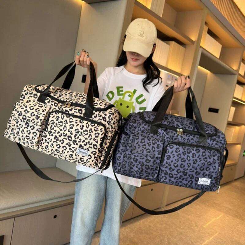 Women's Bags Designer Tote Leopard Print Large Capacity Leisure Lage Dry Wet Separation Duffle Bag Women's Fiess Travel Handbag