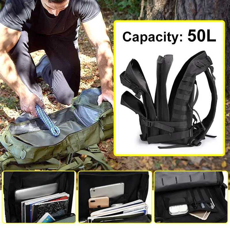 45L/25L Tactical Backpack Mens Travel Large Capacity Rucksacks Men Waterproof Outdoor Sports Multi-functional BagsW250603