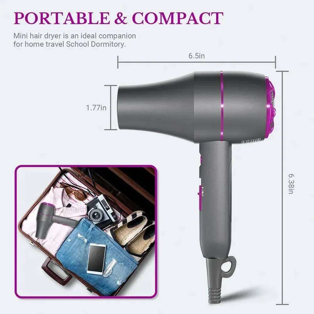 Professional Hair Dryer 1800W Powerful Negative Ions Strong Wind Blower Constant Temperature Collecting Air Comb Nozzle Gear